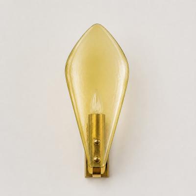 Modern Italian Champagne Sanded Leaf Murano Glass Wall Sconces 4 Piece Set