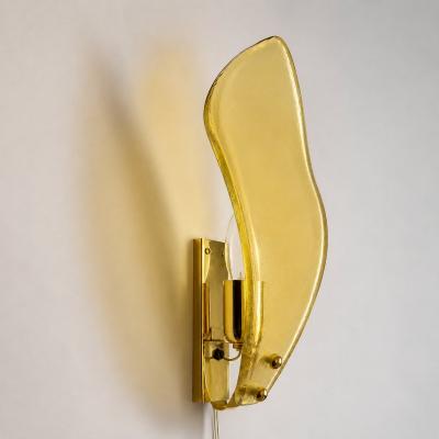 Modern Italian Champagne Sanded Leaf Murano Glass Wall Sconces 4 Piece Set