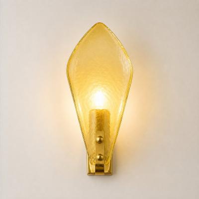 Modern Italian Champagne Sanded Leaf Murano Glass Wall Sconces 4 Piece Set