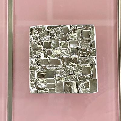 Modern Italian Custom Art Deco Style Pink Black Stripe Glass Brass Cabinet Bar