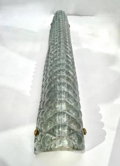 Modern Italian Fontana Arte Style Aqua Blue Murano Glass Brass Bubble Sconces