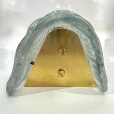 Modern Italian Fontana Arte Style Aqua Blue Murano Glass Brass Bubble Sconces