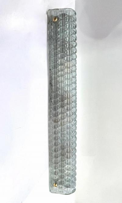 Modern Italian Fontana Arte Style Aqua Blue Murano Glass Brass Bubble Sconces