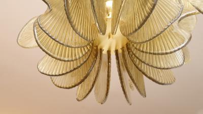 Modern Italian Gold Textured Glass Chandelier in Stock