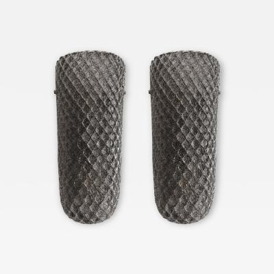 Modern Italian Gray Graniglia Rhombus Murano Glass Sconces Pair