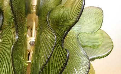 Modern Italian Green Textured Glass Chandelier in Stock