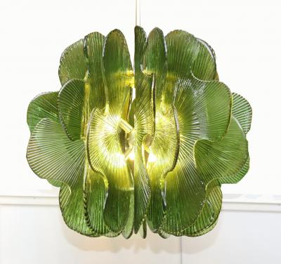 Modern Italian Green Textured Glass Chandelier in Stock
