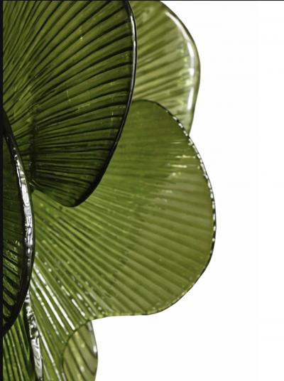 Modern Italian Green Textured Glass Chandelier in Stock