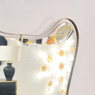 Modern Italian Minimalist Brass Mirror with Organic Asymmetric Curved Frame