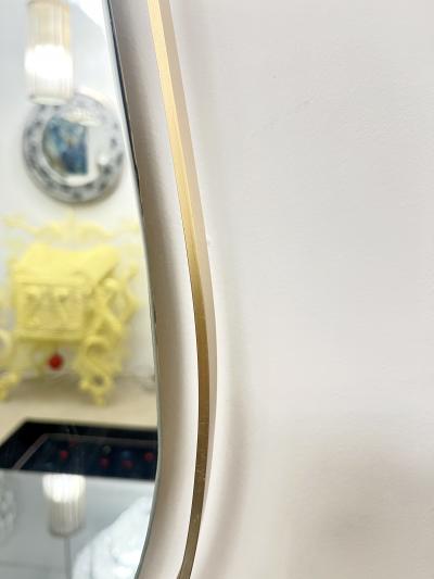 Modern Italian Minimalist Brass Mirror with Organic Asymmetric Curved Frame