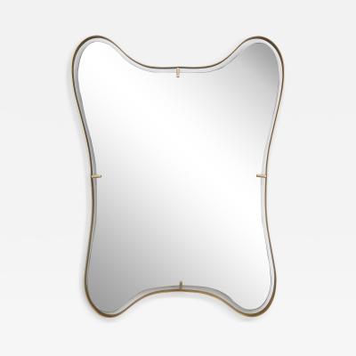 Modern Italian Minimalist Brass Mirror with Organic Asymmetric Curved Frame