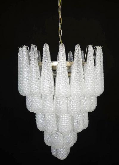 Modern Italian Murano Chandelier 52 Glass Petals Drop 1970s