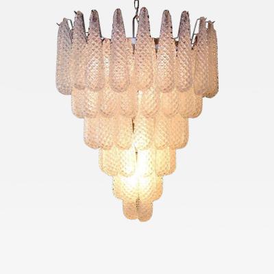 Modern Italian Murano Chandelier 52 Glass Petals Drop 1970s