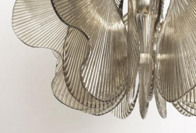 Modern Italian Smoke Textured Glass Chandelier in Stock 