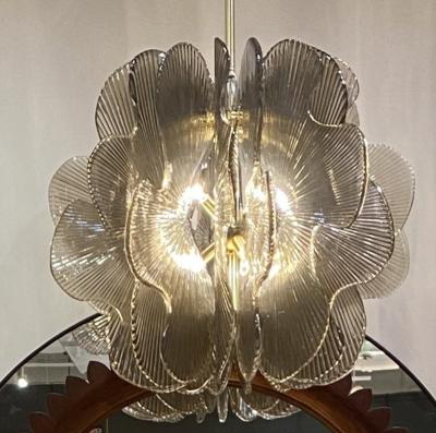 Modern Italian Smoke Textured Glass Chandelier in Stock 
