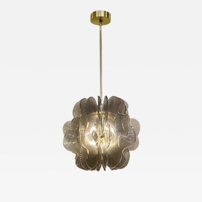 Modern Italian Smoke Textured Glass Chandelier in Stock 