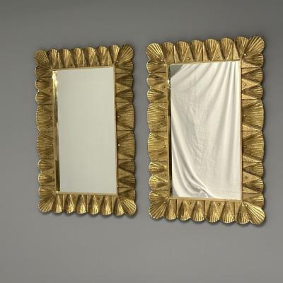 Modern Italian Wall Mirrors Scallop Motif Murano Glass Gold Gilt