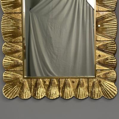 Modern Italian Wall Mirrors Scallop Motif Murano Glass Gold Gilt