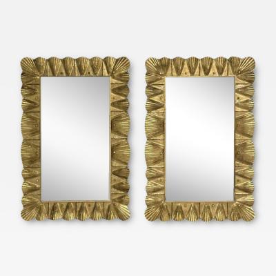 Modern Italian Wall Mirrors Scallop Motif Murano Glass Gold Gilt