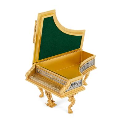 Modern Italian silver and malachite miniature piano model