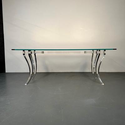 Modern Lucite and Glass Dining Kitchen Table American Designer 2000s