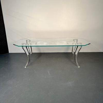 Modern Lucite and Glass Dining Kitchen Table American Designer 2000s
