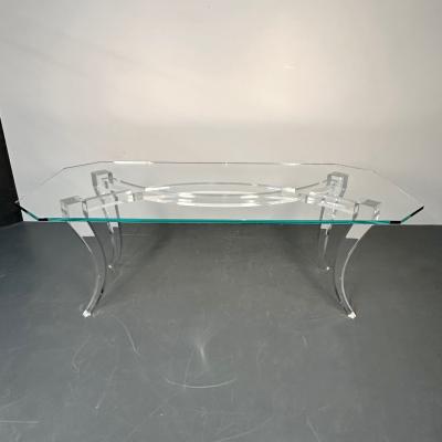 Modern Lucite and Glass Dining Kitchen Table American Designer 2000s