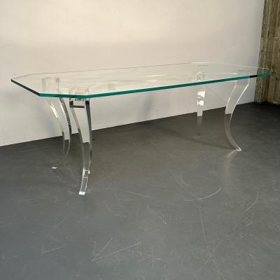 Modern Lucite and Glass Dining Kitchen Table American Designer 2000s