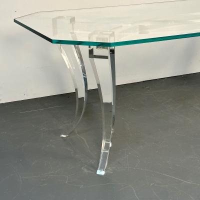 Modern Lucite and Glass Dining Kitchen Table American Designer 2000s