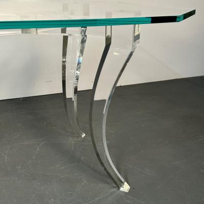 Modern Lucite and Glass Dining Kitchen Table American Designer 2000s
