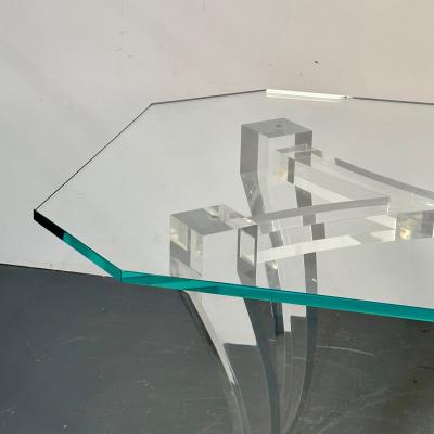 Modern Lucite and Glass Dining Kitchen Table American Designer 2000s