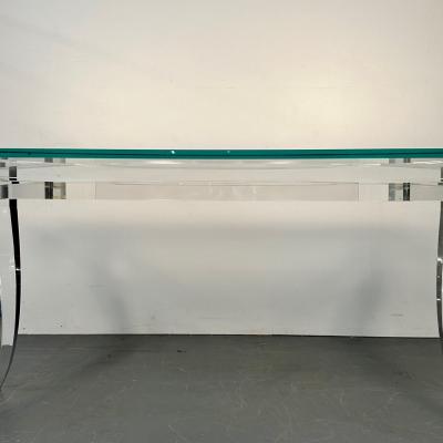 Modern Lucite and Glass Dining Kitchen Table American Designer 2000s