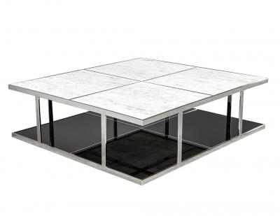 Modern Marble Top Coffee Table with Stainless Steel Frame