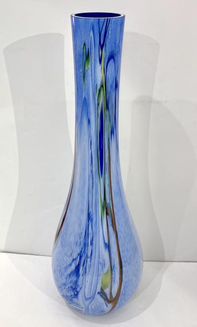 Modern Monumental Blue White Yellow Green Orange Murrine Huge Murano Glass Vase