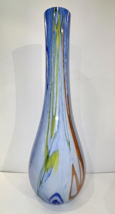 Modern Monumental Blue White Yellow Green Orange Murrine Huge Murano Glass Vase
