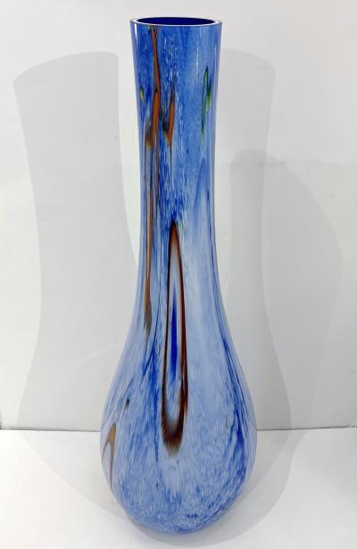 Modern Monumental Blue White Yellow Green Orange Murrine Huge Murano Glass Vase
