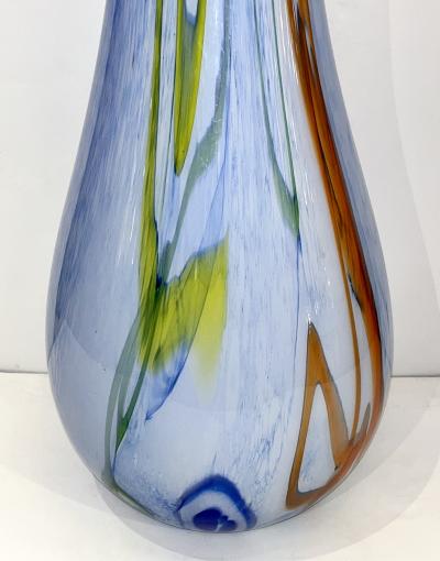 Modern Monumental Blue White Yellow Green Orange Murrine Huge Murano Glass Vase