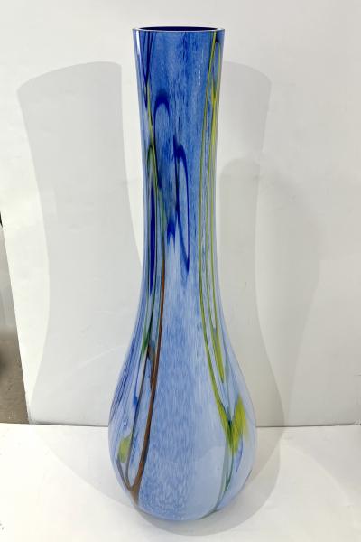 Modern Monumental Blue White Yellow Green Orange Murrine Huge Murano Glass Vase