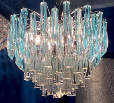 Modern Multitier Crystal Prism Murano Glass Chandelier 1970