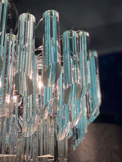 Modern Multitier Crystal Prism Murano Glass Chandelier 1970