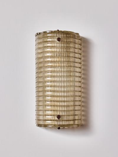 Modern Murano Ribbed Smoked Glass Wall Sconces