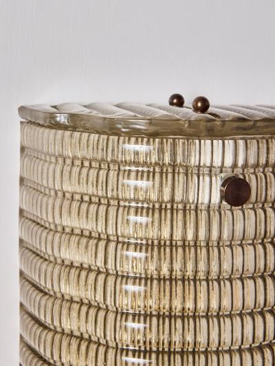 Modern Murano Ribbed Smoked Glass Wall Sconces