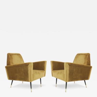 Modern Mustard Yellow Velvet Lounge Chairs