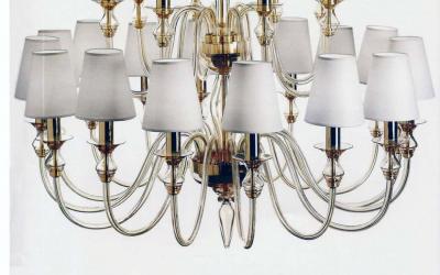 Modern Neoclassical Double Tier Murano Glass Chandelier