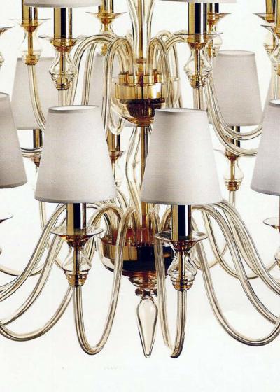 Modern Neoclassical Double Tier Murano Glass Chandelier