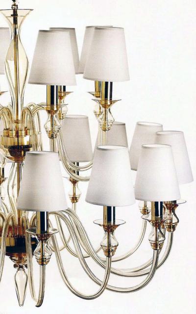 Modern Neoclassical Double Tier Murano Glass Chandelier