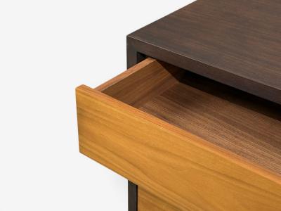 Modern Nightstands or Bedside Tables Stained Wood Brass USA 21st c 