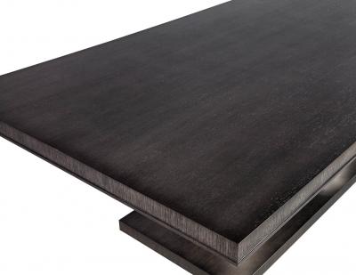 Modern Oak Dining Table with Double Column Champagne Ring Base