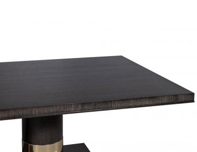 Modern Oak Dining Table with Double Column Champagne Ring Base