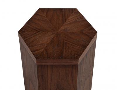 Modern Oak Hexagonal Accent Table